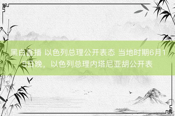 黑白直播 以色列总理公开表态 当地时期6月15日晚，以色列总理内塔尼亚胡公开表