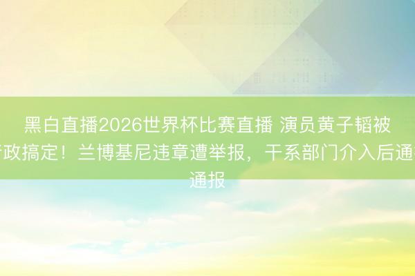 黑白直播2026世界杯比赛直播 演员黄子韬被行政搞定！兰博基尼违章遭举报，干系部门介入后通报