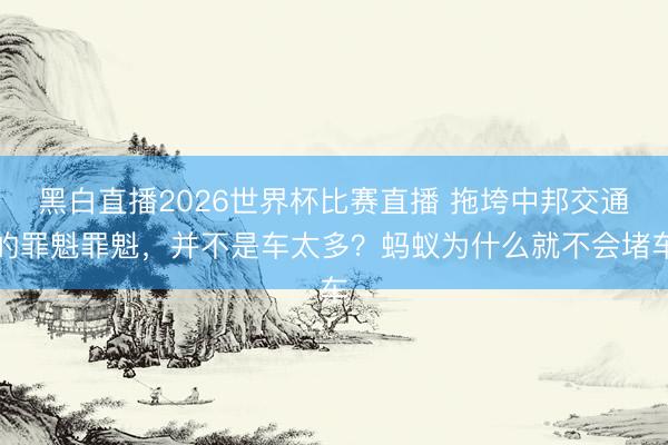 黑白直播2026世界杯比赛直播 拖垮中邦交通的罪魁罪魁，并不是车太多？蚂蚁为什么就不会堵车